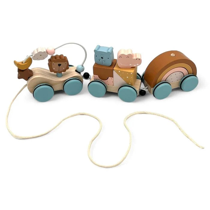 Houten speelgoedtrein dieren