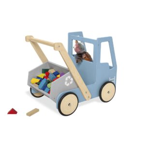 Leren loopwagen 'Kipplaster Fred', blauw - Afbeelding 3