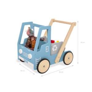 Leren loopwagen 'Kipplaster Fred', blauw - Afbeelding 2