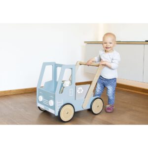 Leren loopwagen 'Kipplaster Fred', blauw - Afbeelding 6