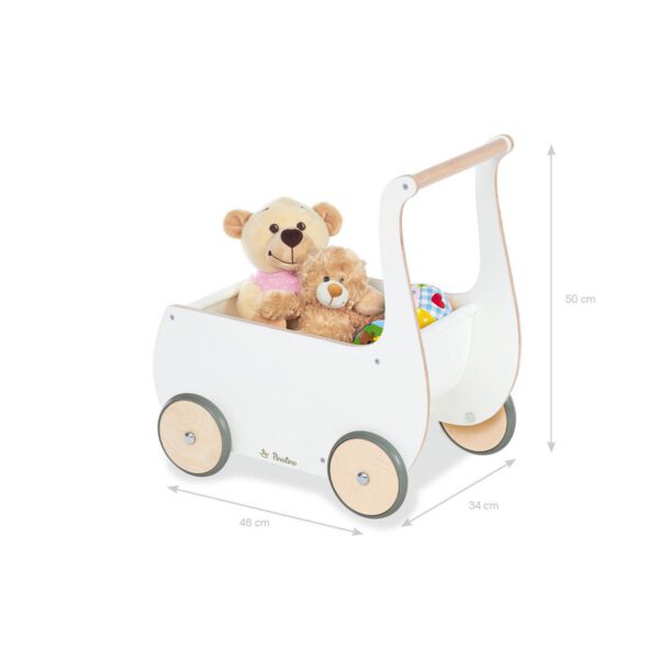 Poppenwagen 'Mette', wit - Afbeelding 2