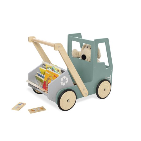 Leren loopwagen 'Kipplaster Fred', groen - Afbeelding 3
