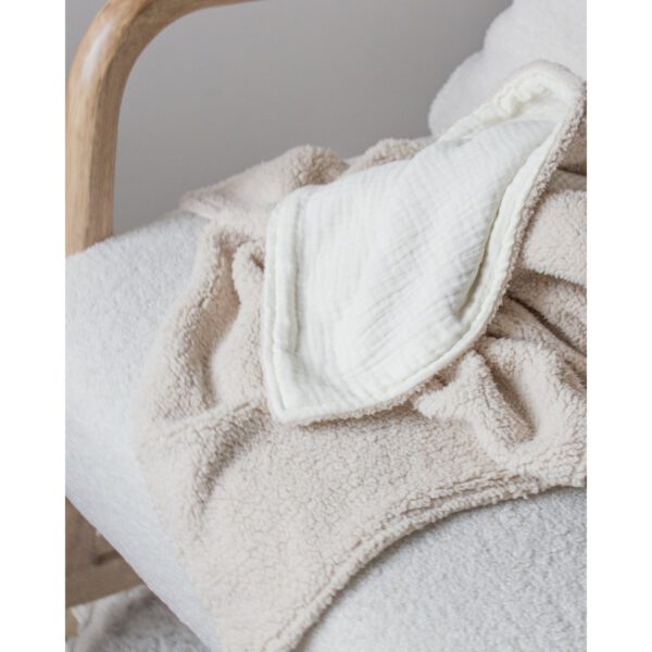 Wieg-/ledikant deken teddy light beige - Afbeelding 3