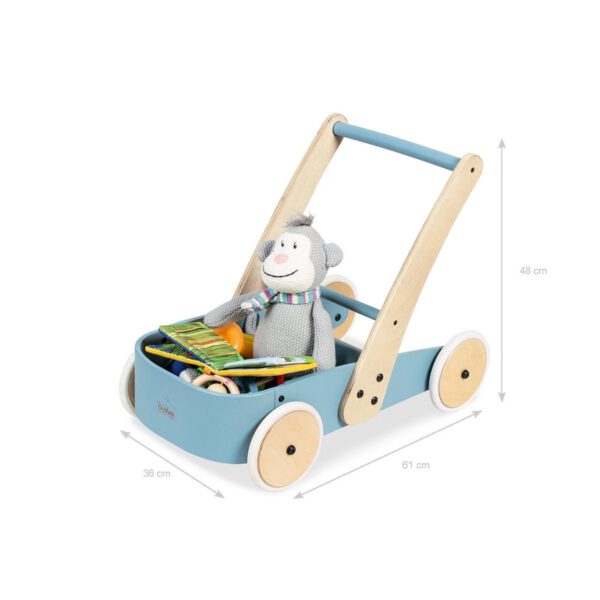 Pinolino Kinderträume Houten loopwagen 'Fiete', blauw - Afbeelding 2
